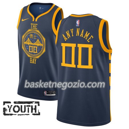 Canotte Bambino Golden State Warriors Personalizzate 2018-19 Nike City Edition Blu Swingman